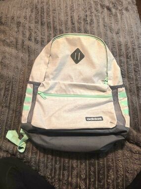 Adidas Grey Backpack with Mint Trim and Black Base
